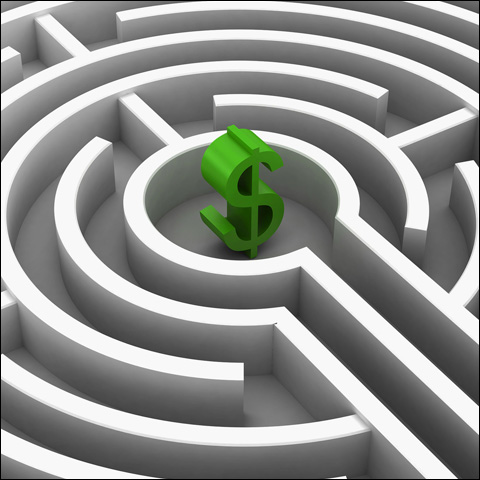 investment strategies and tactics - image of dollar sign in maze